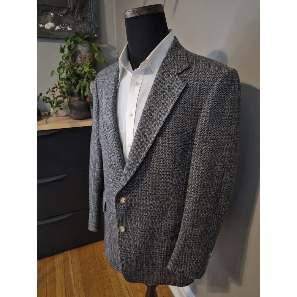 Vtg Austin Reed Men 40 R Two Button Tweed Sports Coat Gray Multicolor Wool USA